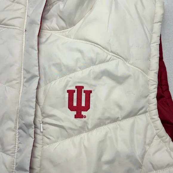 Columbia White Quilted Puffer Vest with Red Trim - Picture 5 of 8